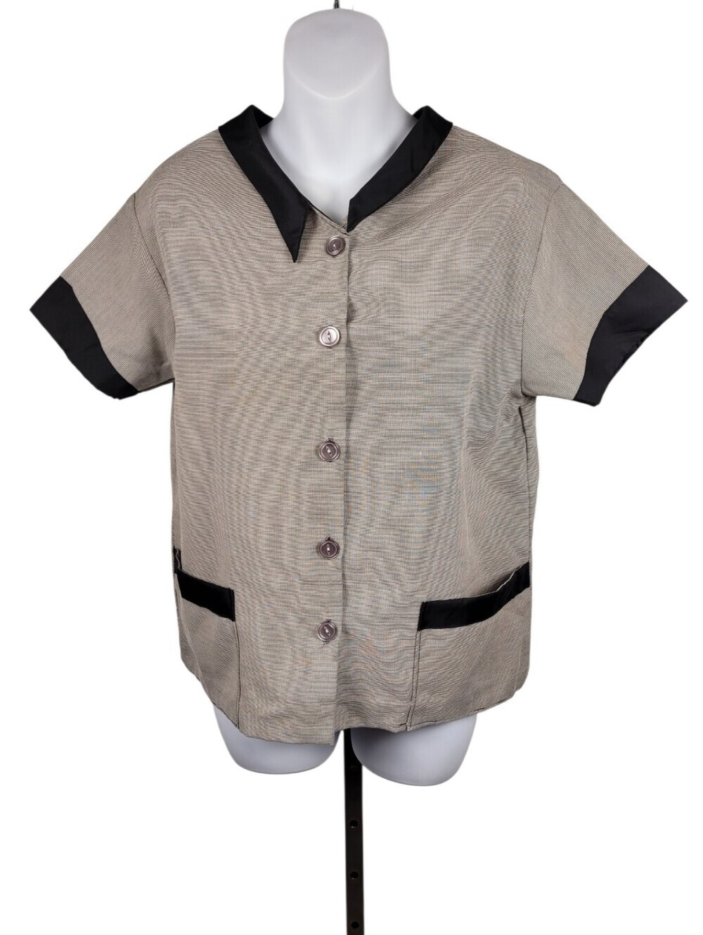 2/$20 Y2K Grey & Black Buttons Down Shirt Blouse Size: M